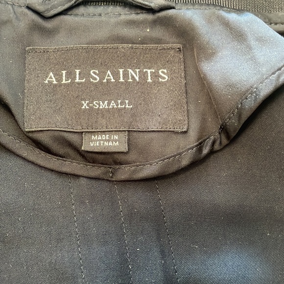 All Saints Ellis Satin Bomber Jacket, Midnight Blue XS. - Picture 7 of 10